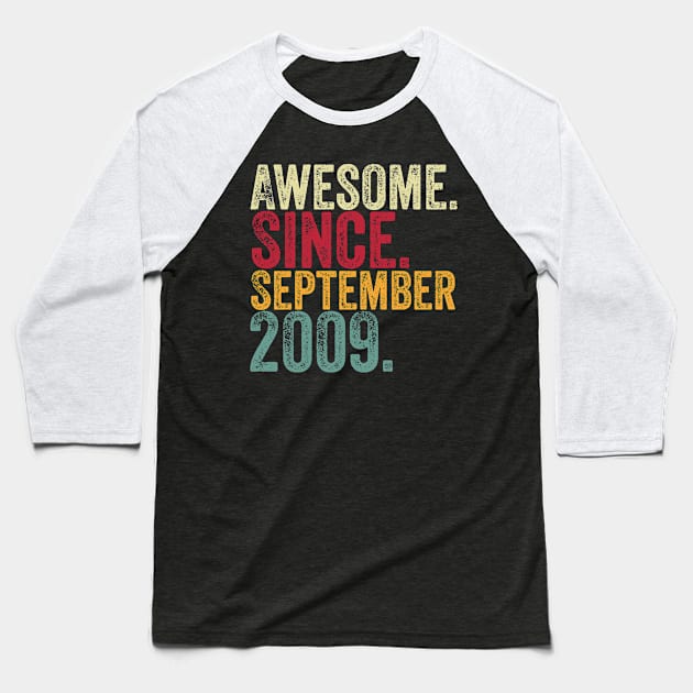 awesome since september 2009 Baseball T-Shirt by Design stars 5